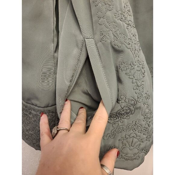J. Jill Sage Green Embroidered Stitched Lined Coat Jacket Sz Small Button Up - Picture 6 of 11